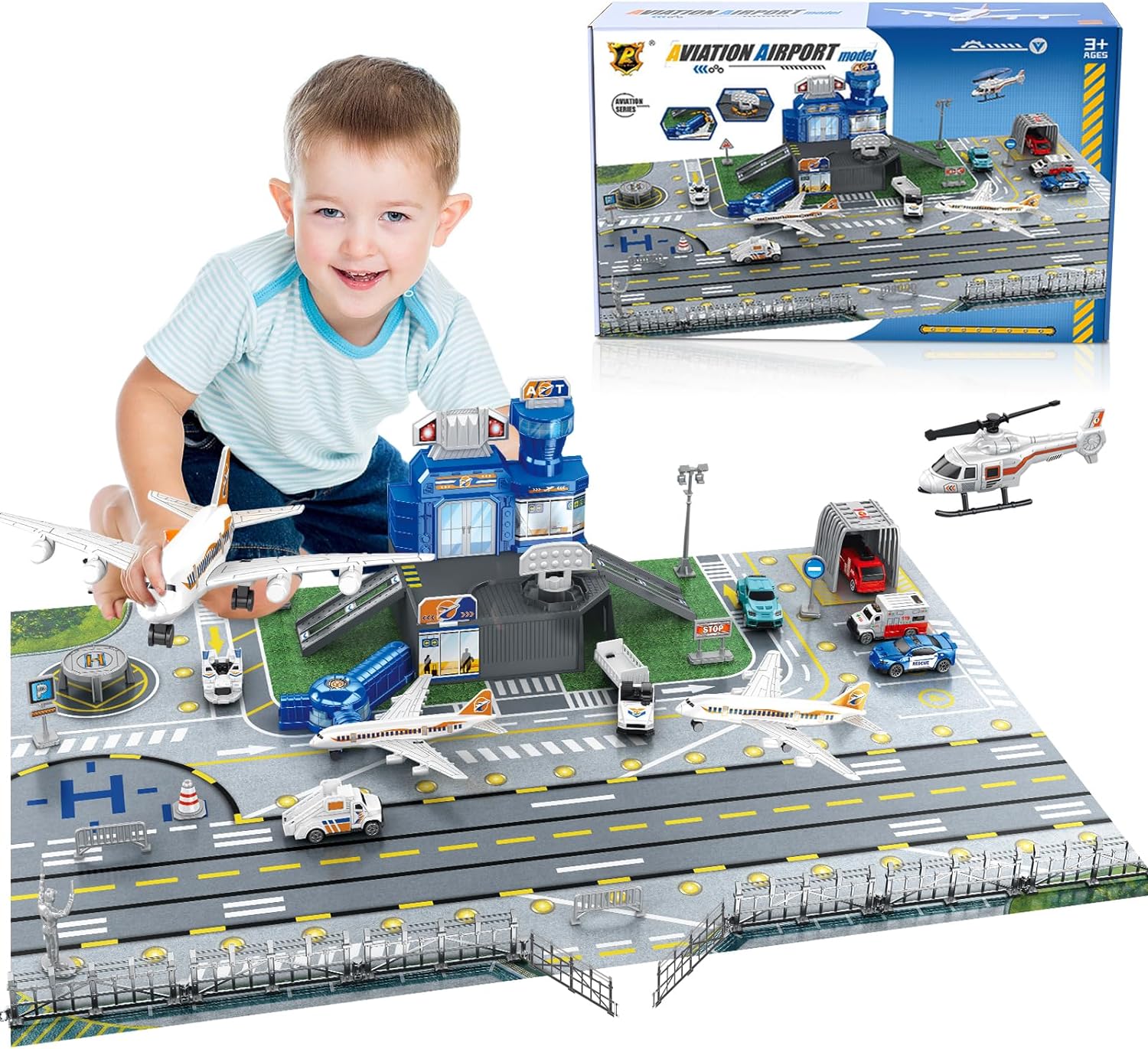 Kids Toys Xmas - مجموعة ألعاب مطار للأطفال مع سيارة،