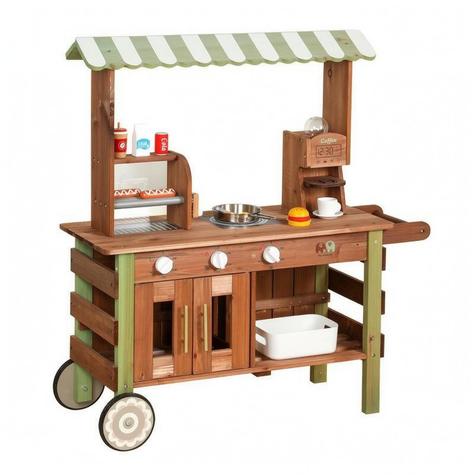 Kids Toys Kitchen Set - مجموعة ألعاب مطبخ وسوق خشبية للأطفال
